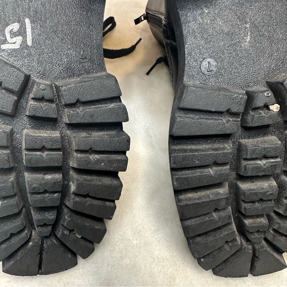 Olivia Miller Black Lace Up Faux Leather Combat Boots Size 7 - Picture 7 of 12